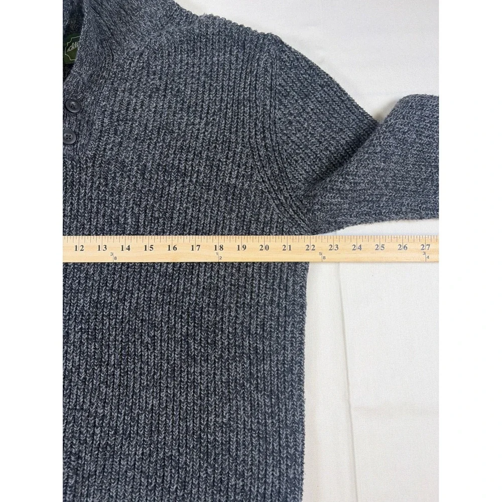 American Eagle Mens Large Gray Marl Mock Neck Quarter Button Ribbed Knit Sweater